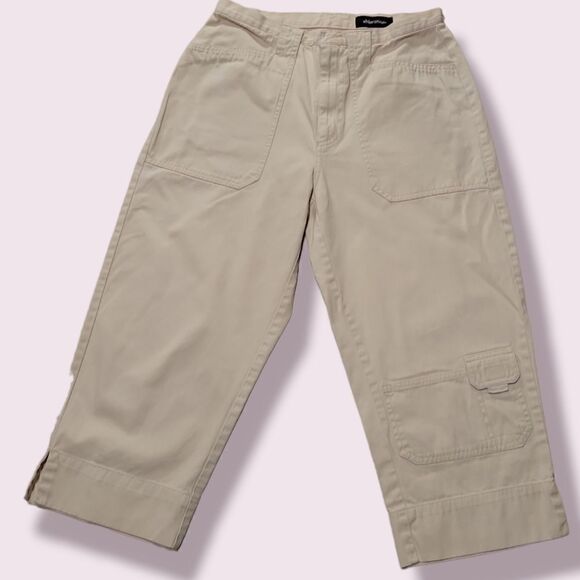 𝅺xhilaration Cream Color Loose Fit Lightweight Cotton Capri. Size 5 - Picture 1 of 8